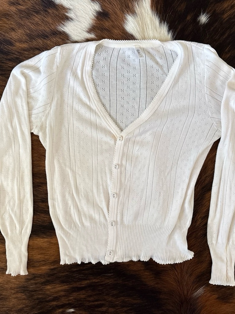 White V-Neck Button-Front Women's Cardigan Sweater
